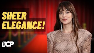 Dakota Johnson wows in sheer dress at ‘Madame Web’ premiere  The Celeb Post [upl. by Laumas]