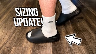 YEEZY SLIDE SIZING GUIDE 2023 Yeezy Slide Onyx Full Review amp Try On [upl. by Eerihs326]