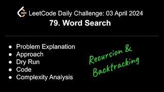 Daily LeetCode Challenge 79 Word Search  C  Recursion amp Backtracking  shwetabhagat8920 [upl. by Aninotna414]