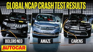 Global NCAP crash test results  Mahindra Bolero Neo Honda Amaze and Kia Carens  autocarindia1 [upl. by Eanom]