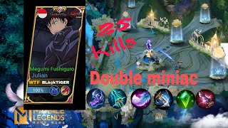 DOUBLE MINIAC IN A SINGLE MATCH 😱😱😈 INSANE GAMEPLAY FOR JULIANMOBILELEGENDSMLBBJULIAN [upl. by True311]