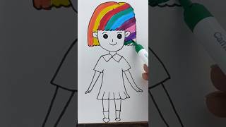 Rainbow 🌈 Girl 😻😱 Painting shorts girldrawing art kids ytshorts [upl. by Faustina]