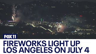 Fireworks go off across LA [upl. by Cormick]