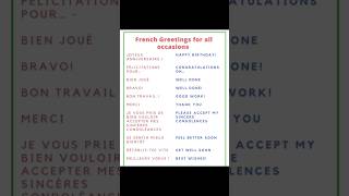 French Greetings for all occasions French Learning for beginners [upl. by Assedo]