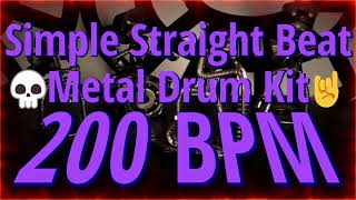 200 BPM  Simple Straight Beat  Metal Drum Kit  NO FILLS 27 min 44 DrumBeat  DrumTrack 🥁🎸🎹🤘 [upl. by Lhok319]