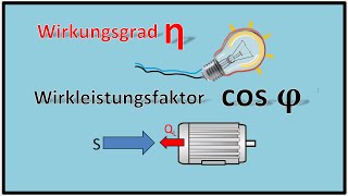 η Wirkungsgrad und Wirkleistungsfaktor cos φ im Vergleich  Verlustleistung versus Blindleistung [upl. by Liederman]