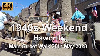 4K Haworth 1940s Weekend Main Street Walk 20th May 2023 [upl. by Ahsitniuq]