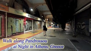 Walking in Greece Walk along Pandrossou at Night in Athens ORANGE ua [upl. by Niltac]