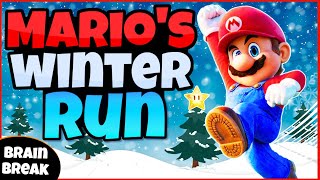 🍄 Marios Winter Run ❄️  Fitness Run  Brain Break  MiniGames  GoNoodle Inspired [upl. by Victor]