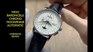 Mido Baroncelli Chronograph Moonphase Automatic M86074M142 Watch  Review Valjoux Relogios [upl. by Lynn314]