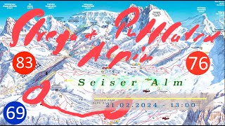 Skifahren auf der SEISER ALM Strega  Puflatsch Alpin  Euro 69│Abfahrt Nr 9 der Seiser Alm Ronda [upl. by Bourgeois]