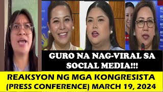 GURO NA NAGVIRAL SA SOCIAL MEDIA REAKSYON NG MGA KONGRESISTA PRESS CONFERENCEwildtvoreg [upl. by Fortunio]