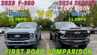 2023 Ford F350 Tremor Vs 2024 Chevrolet Silverado 2500HD ZR2 AEV Bison Gas Vs Diesel [upl. by Areehs]