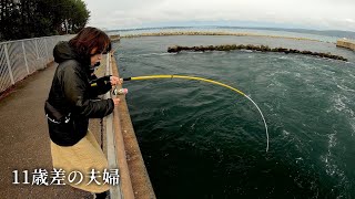 【衝撃】温排水に潜む脂ギトギトのバケモノを狙う！！ 妻が餌を落とすと…とんでもない事に ○○が簡単に○○が連続ヒット、魚影が異次元すぎました。 [upl. by Nosille]