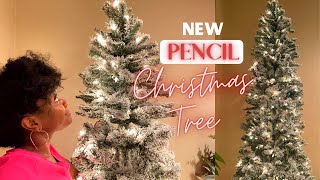 NEW 7ft FLOCKED PENCIL CHRISTMAS TREE UNBOXING [upl. by Vonny]