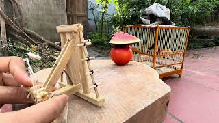 Making a mini trebuchet from bamboo part 2 [upl. by Anaerda]