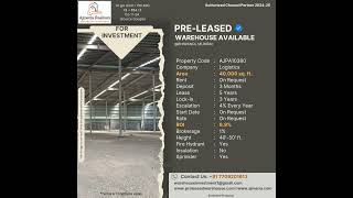 40000SQ FT PRELEASED PEB STRUCTURE WAREHOUSE PROPERTY AVAILABLE FOR INVESTMENT IN BHIWANDI MUMBAI [upl. by Nirrok]