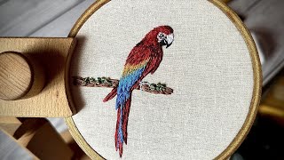 Long and short stitch  How to embroider bird  Embroidery for Beginners  Let’s Explore [upl. by Tris]