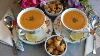 شوربة العدس الاحمر التركية الرهيبة علي اصولها مع خبز محمص شهي😍Soupe de lentilles corail [upl. by Adiel388]