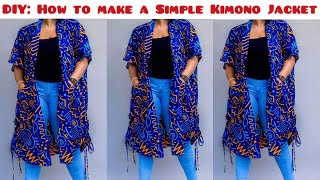 How to Cut and Sew a Kimono Jacket with Side drawstring [upl. by Eelam]