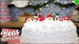 Schneeball Weihnachtstorte  Weiße Torte [upl. by Anaitsirhc]