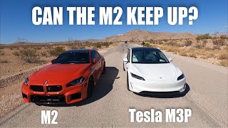 2024 BMW M2 vs 2024 Tesla Model 3 Performance RACE [upl. by Attenej936]