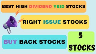 high dividend yeild stocks  october  dividend stockmarket buyback rightsissue [upl. by Leyla561]