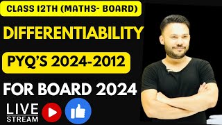 One Shot Video  Differentiability PYQ 2024  2012  NCERT Class 12  Chapter 5 Board Exam 2024 [upl. by Hime960]