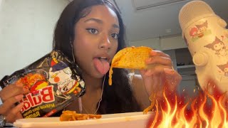 spicy buldak tacos  asmr mukbang [upl. by Nylarak871]