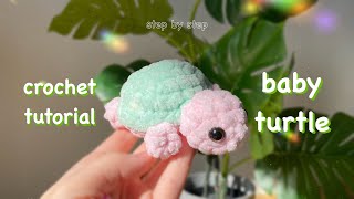 Crochet BABY TURTLE 🐢 easy tutorial for beginners 🌿 Amigurumi animal [upl. by Katherine]