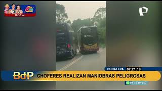 Pucallpa registran maniobras temerarias de bus en la carretera [upl. by Latsyc]