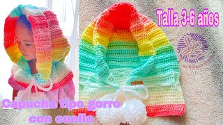 Gorro tipo capucha con cuello talla 3️⃣6️⃣ años 🧶❄️ CROCHET [upl. by Narahs]