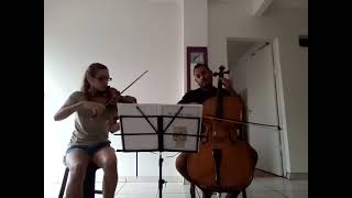 Mozart  12 EASY DUETS for violin amp cello XII Allegro BbM [upl. by Akimet]