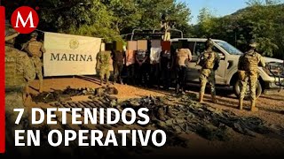 Detienen a 7 presuntos delincuentes con armamento durante operativo en Sinaloa [upl. by Anirahc]