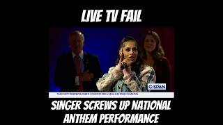 EMBARRASSING National Anthem FAIL live singer [upl. by Eyde]