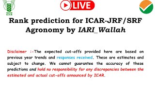 Know your Rank 🤔 ICAR PGJRF 2024 Expected cut off by IARI wallah [upl. by Arob487]