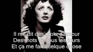 Edith Piaf La vie en rose with lyrics [upl. by Asselem]