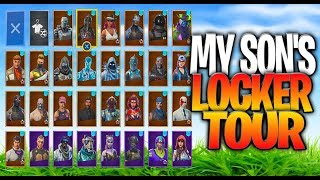 My Sons Fortnite Locker Tour NolanSuperSaiyan Season 1 Through 8 Locker Showcase [upl. by Heda]