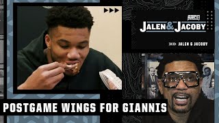 Jalen Rose reviews Giannis Antetokounmpo’s wing eating technique 🤣  Jalen amp Jacoby [upl. by Hailee]