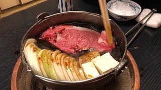 Matsusaka Niku Ganso WADAKIN 松坂肉 元祖 和田金 Matsusaka Beef Sukiyaki [upl. by Gereld]