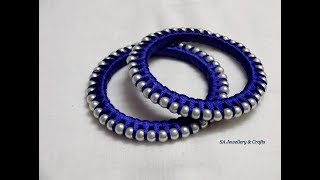 DIY How to do silk thread Pearl Bangles [upl. by Annahtur]