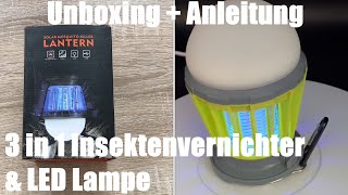 3 in 1 Insektenvernichter amp LED Lampe  Elektrische Fliegenfalle Mückenfalle Unboxing und Anleitung [upl. by Sydalg]