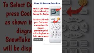 Haier Ac Remote Functions shorts short youtubeshorts [upl. by Aicre998]