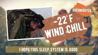 Military Modular Sleep System in 22 F windchill winter storm And its freezing and we are in it [upl. by Lay]