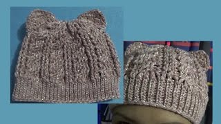 Gorro de trenzas y Orejas de Gato a Crochet [upl. by Rosenblum494]