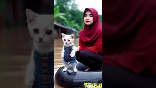 KUCING KECIL LUCU KECEBUR BANJIR kucingkecillucu banjir animasi ai feedshorts [upl. by Gambell536]