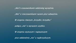 Pisownia z niequot Reguła ortograficzna quotNiequot  Piosenka [upl. by Zetneuq]
