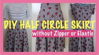 HOWTO DIY HALF CIRCLE SKIRT WITH NO ZIPPER OR ELASTIC Sewing for Beginners [upl. by Yeznil]