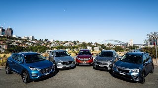 Honda CRV vs Hyundai Tucson vs Subaru Forester vs Kia Sportage vs Mazda CX5 [upl. by Elynad685]