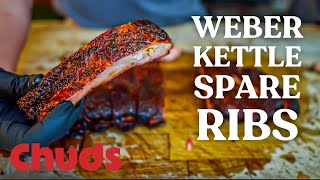 Pork Spare Ribs on the Weber Kettle  Chuds BBQ [upl. by Eiaj]